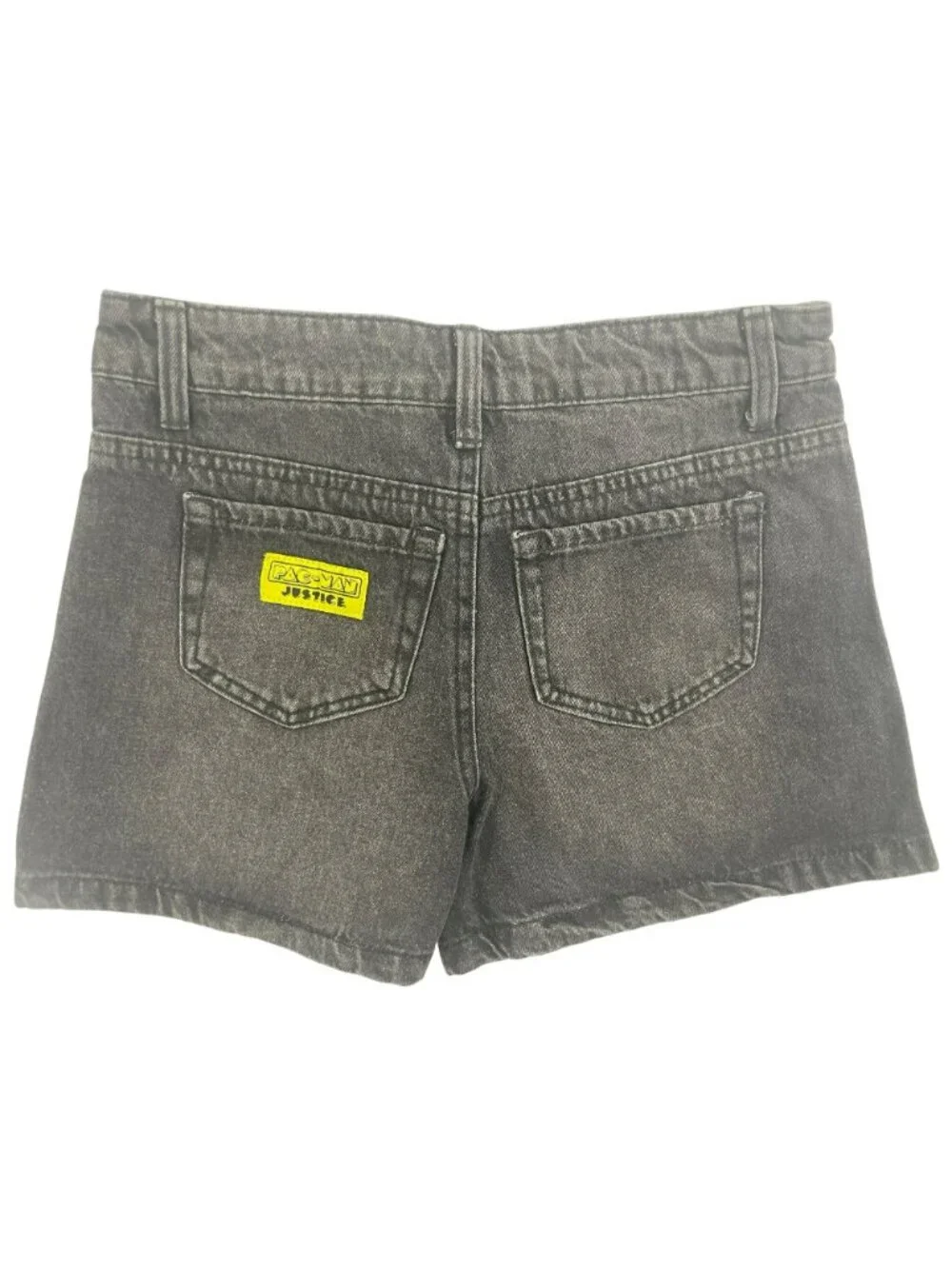 Justice Pac-Man Mini Mom Shorts Black Denim Rhinestone Stretchy Girls Sz 12 NWT